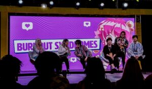 Bate-papo com a banda Burnout Syndromes no Brasil durante o Anime Friends 2023.
