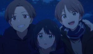 Ryuji, Aoi e Makoto, protagonistas de Senpai is an Otokonoko, um dos meus animes favoritos de 2024.