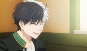 Captura de tela do anime Wind Breaker. Na imagem, Sakura, o protagonista, está sorrindo.