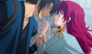 Captura de tela do anime Yona of the Dawn. A imagem é de Hak e Yona, os protagonistas.