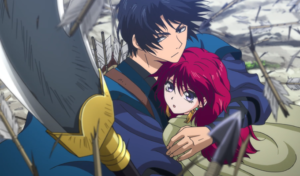 Captura de tela do anime Yona of the Dawn. A imagem é de Hak e Yona, os protagonistas.