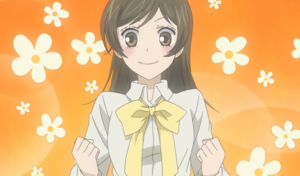 Captura de tela do anime Kamisama Hajimemashita. A imagem é de Nanami, a protagonista. Ela tem cabelo castanho e olhos marrons. O título faz parte dos meus animes shoujo favoritos.