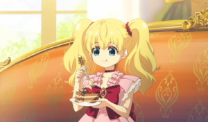 Captura de tela do anime The Fated Magical Princess: Who Made Me a Princess. Na imagem, Athanasia, a protagonista, é uma criança que está comendo bolo. O título faz parte dos animes da temporada de outono de 2025.